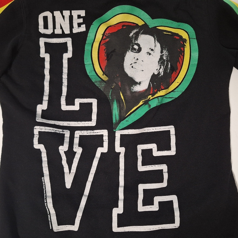 Bob Marley Black "One Love" Hoodie Jacket View 5